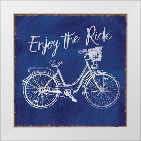 Enjoy The Ride White Modern Wood Framed Art Print by Lula Bijoux and Company