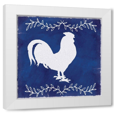 Roosters White Modern Wood Framed Art Print by Lula Bijoux and Company