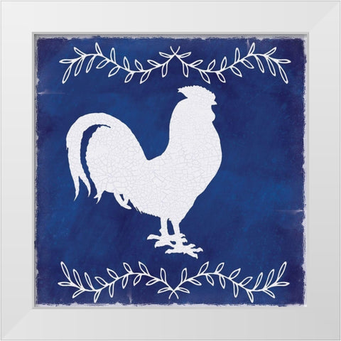 Roosters White Modern Wood Framed Art Print by Lula Bijoux and Company