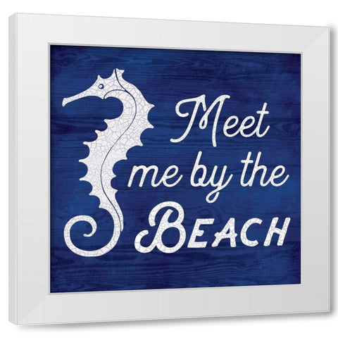 Meet Me By The Beach White Modern Wood Framed Art Print by Lula Bijoux and Company