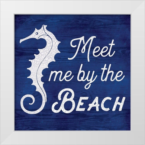 Meet Me By The Beach White Modern Wood Framed Art Print by Lula Bijoux and Company