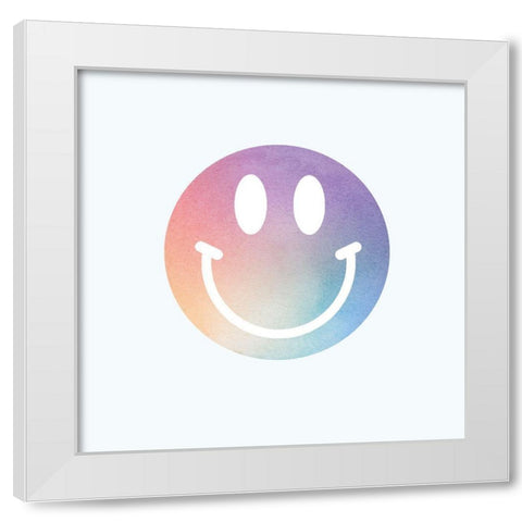 HappyfaceWatercolor White Modern Wood Framed Art Print by Lula Bijoux and Company