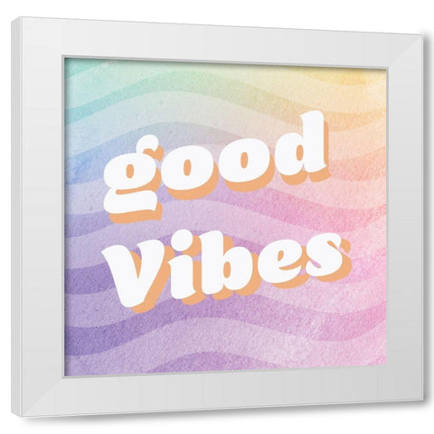 Good Vibes White Modern Wood Framed Art Print by Lula Bijoux and Company