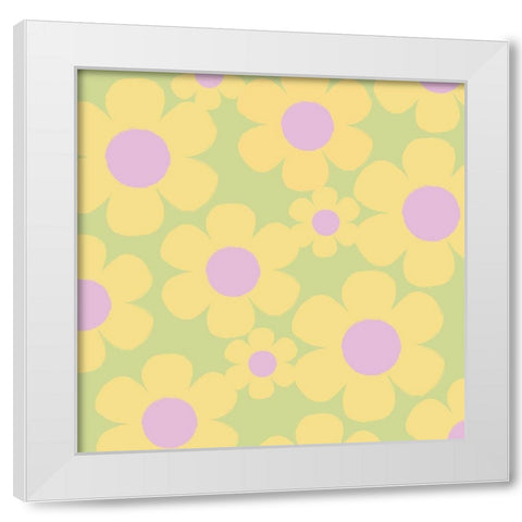 Happy Floral 3 White Modern Wood Framed Art Print by Lula Bijoux and Company