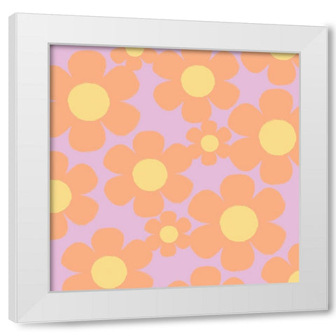 Happy Floral 1 White Modern Wood Framed Art Print by Lula Bijoux and Company