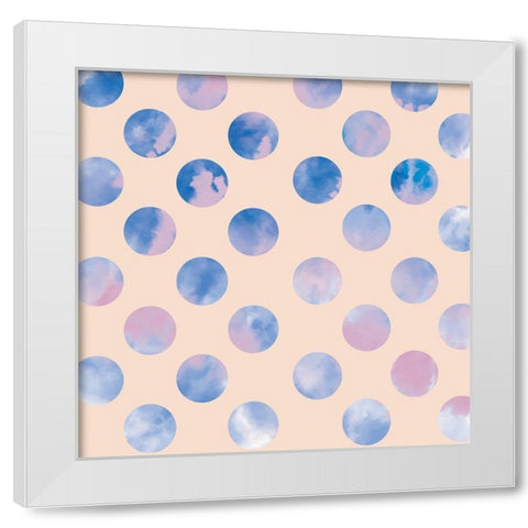 Dots White Modern Wood Framed Art Print by Lula Bijoux and Company