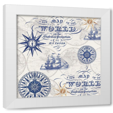 Coastal Navigation 3 White Modern Wood Framed Art Print by Lula Bijoux and Company