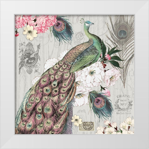 Peacock Pastels 1 White Modern Wood Framed Art Print by Lula Bijoux And Company