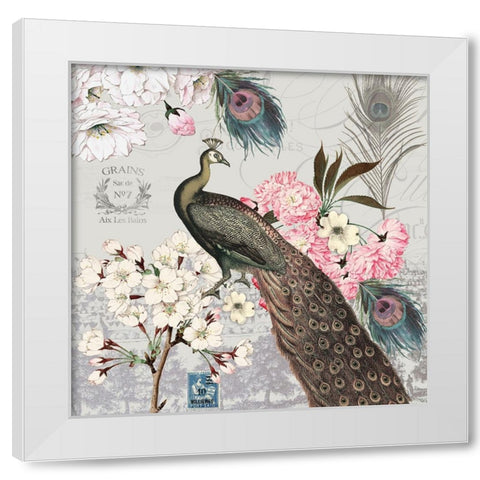 Peacock Pastels 2 White Modern Wood Framed Art Print by Lula Bijoux And Company