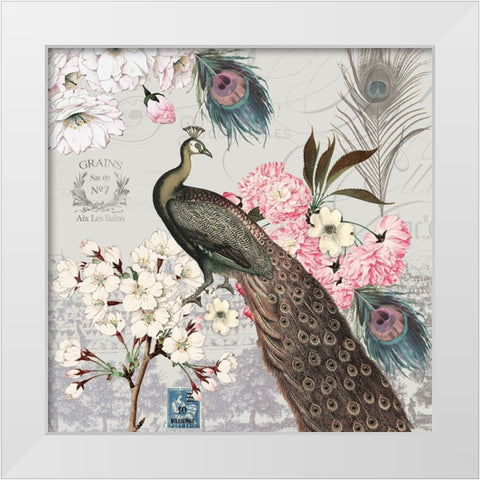 Peacock Pastels 2 White Modern Wood Framed Art Print by Lula Bijoux And Company