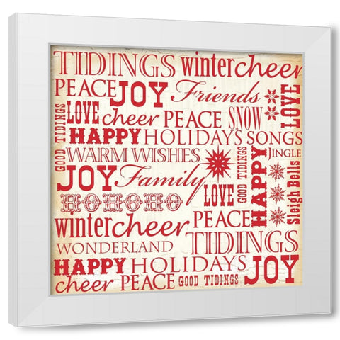 Holiday Typography 1 White Modern Wood Framed Art Print by Lula Bijoux And Company