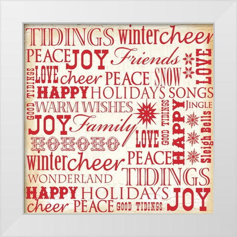 Holiday Typography 1 White Modern Wood Framed Art Print by Lula Bijoux And Company