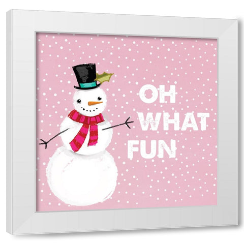 Oh What Fun Snowman White Modern Wood Framed Art Print by Lula Bijoux And Company