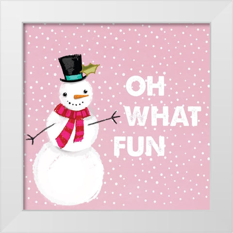 Oh What Fun Snowman White Modern Wood Framed Art Print by Lula Bijoux And Company