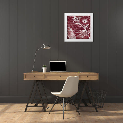 OxBlood Fleurs 2 White Modern Wood Framed Art Print by Lula Bijoux and Company
