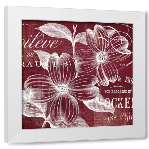 OxBlood Fleurs 1 White Modern Wood Framed Art Print by Lula Bijoux and Company