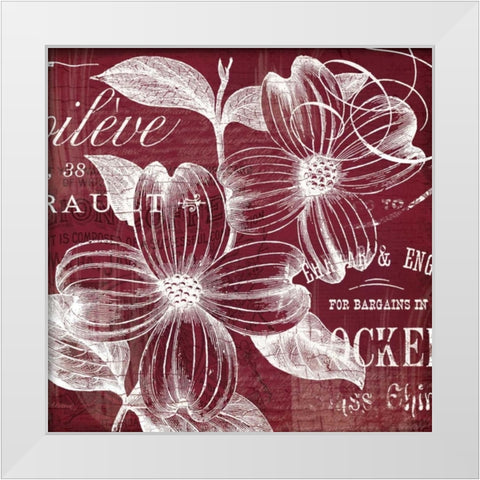OxBlood Fleurs 1 White Modern Wood Framed Art Print by Lula Bijoux and Company