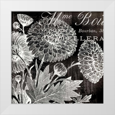 White Mums White Modern Wood Framed Art Print by Lula Bijoux and Company