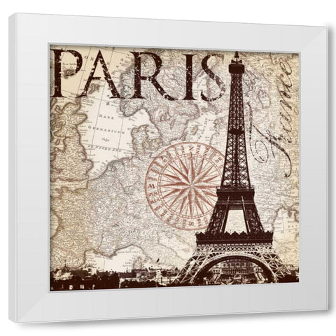 Paris Eiffel White Modern Wood Framed Art Print by Lula Bijoux and Company