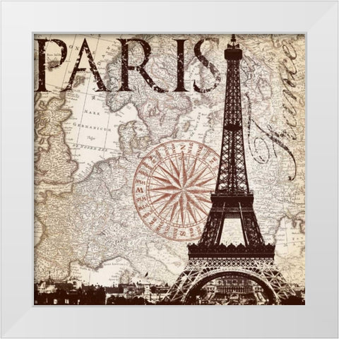 Paris Eiffel White Modern Wood Framed Art Print by Lula Bijoux and Company
