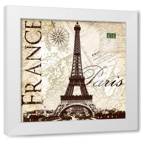 Fance Eiffel White Modern Wood Framed Art Print by Lula Bijoux and Company