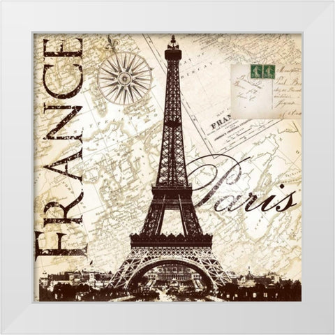 Fance Eiffel White Modern Wood Framed Art Print by Lula Bijoux and Company