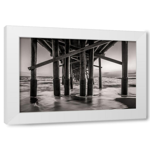 Beneath The Pier White Modern Wood Framed Art Print by Taylor, Glenn