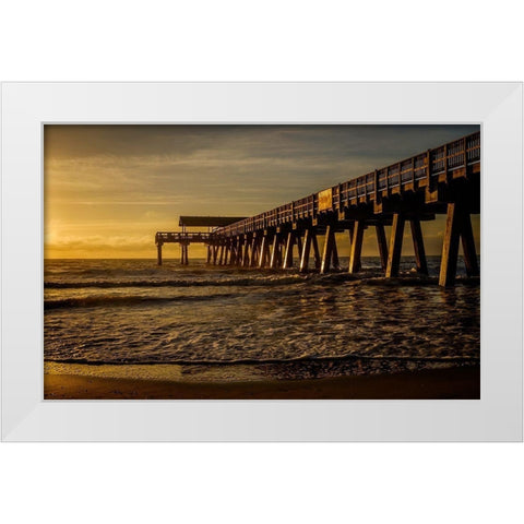 A Golden Glow White Modern Wood Framed Art Print by Taylor, Glenn