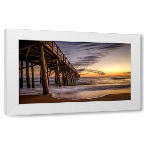 Sunset At The Beach White Modern Wood Framed Art Print by Taylor, Glenn