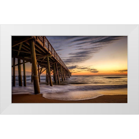 Sunset At The Beach White Modern Wood Framed Art Print by Taylor, Glenn