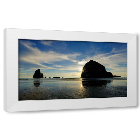 Rocky Shore White Modern Wood Framed Art Print by Taylor, Glenn