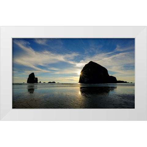 Rocky Shore White Modern Wood Framed Art Print by Taylor, Glenn