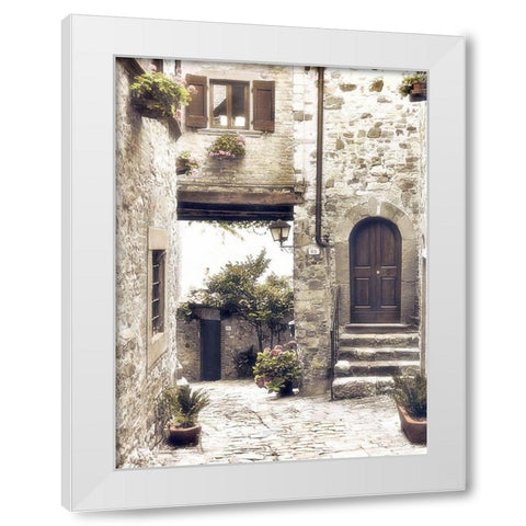Courtyard White Modern Wood Framed Art Print by Poinski, Dianne