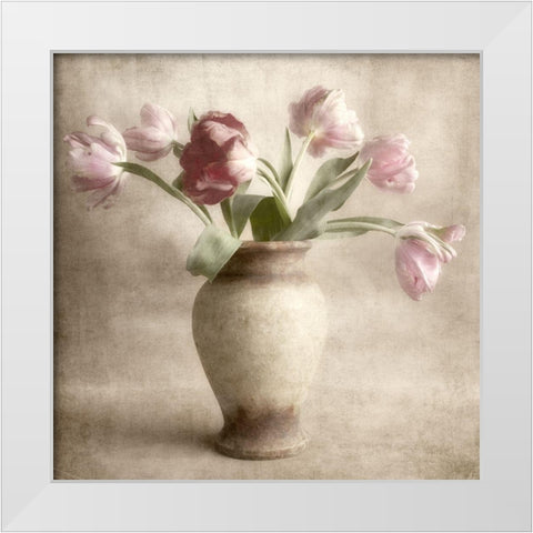 Parrot Tulips White Modern Wood Framed Art Print by Poinski, Dianne
