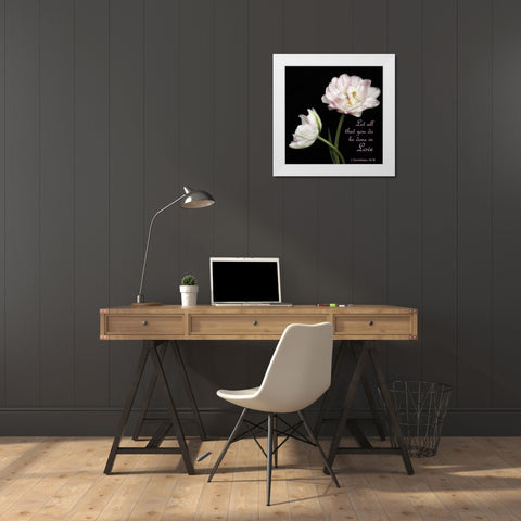 Corinthians Peony White Modern Wood Framed Art Print by Poinski, Dianne