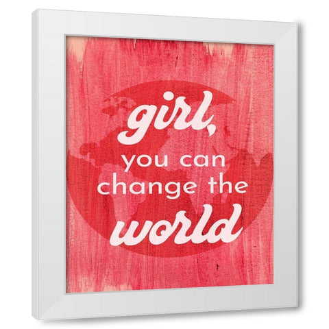 Change The World White Modern Wood Framed Art Print by Jenner, Roya