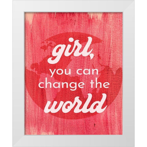 Change The World White Modern Wood Framed Art Print by Jenner, Roya