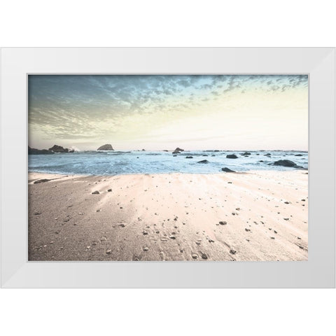 Gentle Returning Tide White Modern Wood Framed Art Print by Lula Bijoux and Company