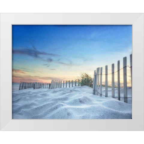 Fenced Sunset White Modern Wood Framed Art Print by Rowland, Joseph