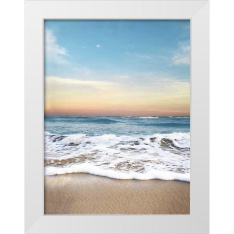 Sunrising Wave Curl White Modern Wood Framed Art Print by Rowland, Joseph