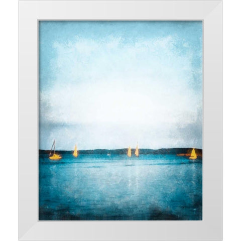 Seaview Painted Sailboats White Modern Wood Framed Art Print by Rowland, Joseph