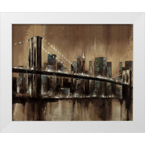 Brooklyn After Dark White Modern Wood Framed Art Print by Sunny