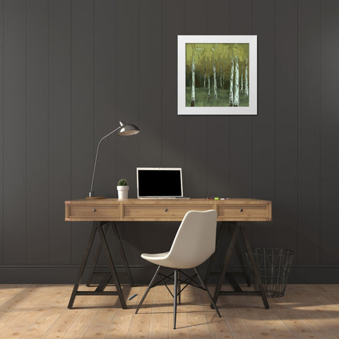 Look In The Woods White Modern Wood Framed Art Print by Sunny