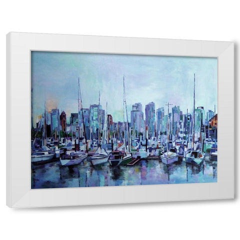 Harbour Views White Modern Wood Framed Art Print by Ghanooni, Sarah