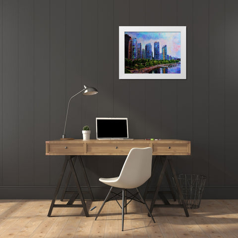 City Life 1 White Modern Wood Framed Art Print by Ghanooni, Sarah