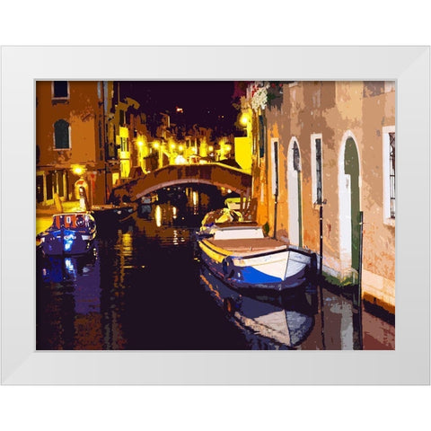 Gondola Night White Modern Wood Framed Art Print by Ghanooni, Sarah
