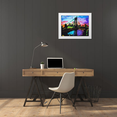 Brooklyn Bridge Sky White Modern Wood Framed Art Print by Ghanooni, Sarah