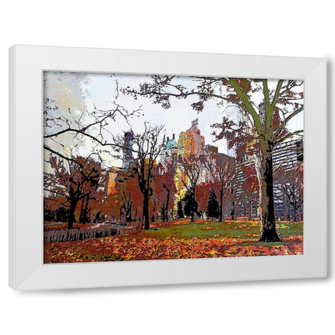 Urban Autumn White Modern Wood Framed Art Print by Ghanooni, Sarah