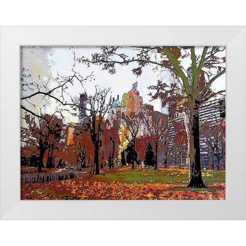 Urban Autumn White Modern Wood Framed Art Print by Ghanooni, Sarah