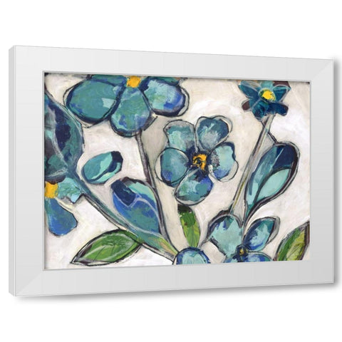 Aqua Flora A1 White Modern Wood Framed Art Print by Haynes, Smith